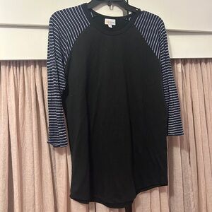 LuLaRoe Black and Navy Striped Long Sleeve women’s Tee